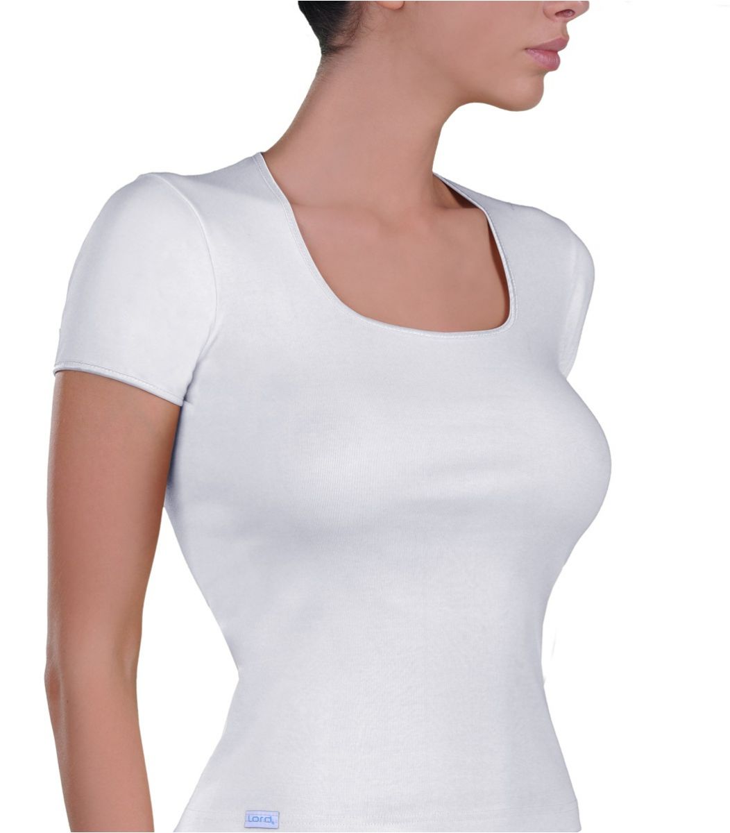 T-SHIRT OPEN NECK, white