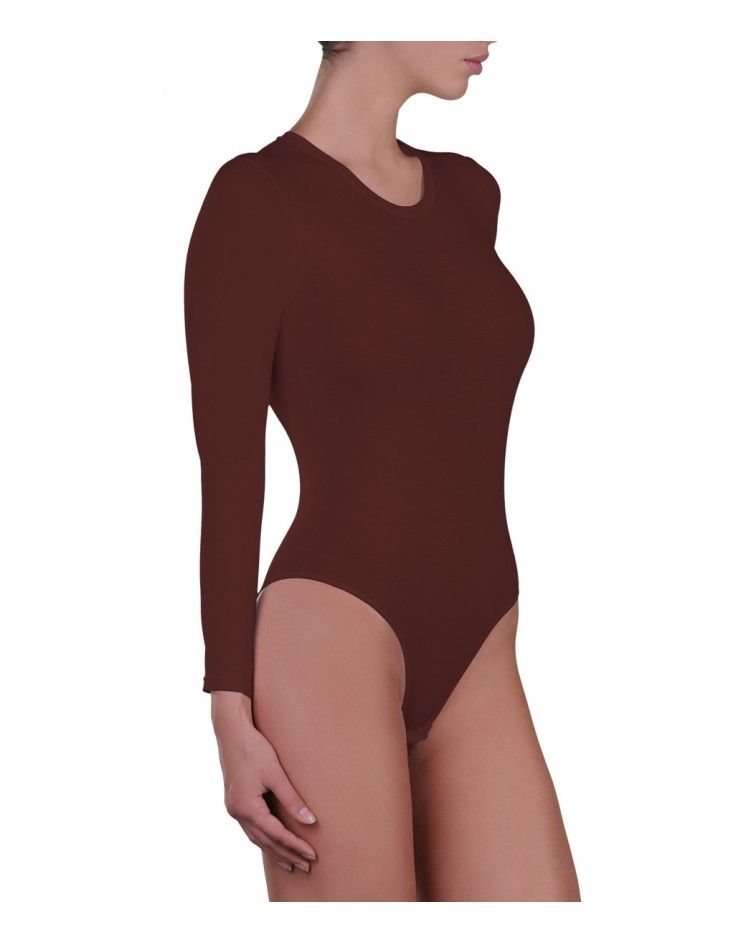 Body, long sleeve, micromodal, brown