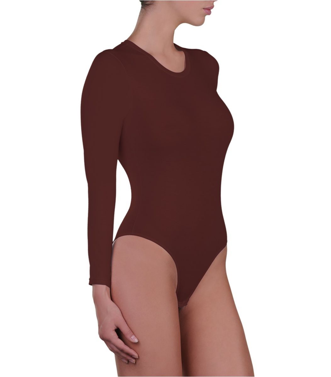 Body, long sleeve, micromodal, brown