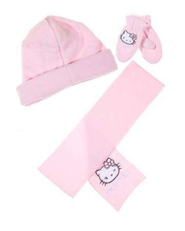 Hello Kitty Set, hat, pair of gloves and a scarf, pink