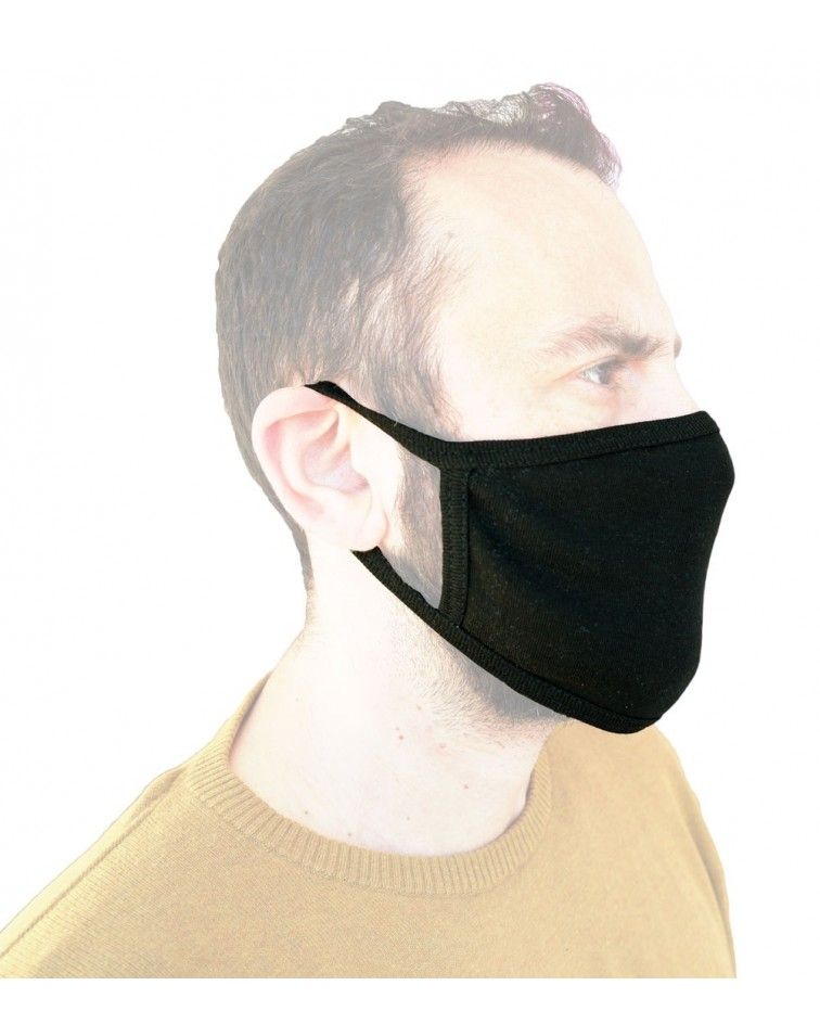 Υφασμάτινη Βαμβακερή Μάσκα επαναχρησιμοποιούμενη, μαύρη