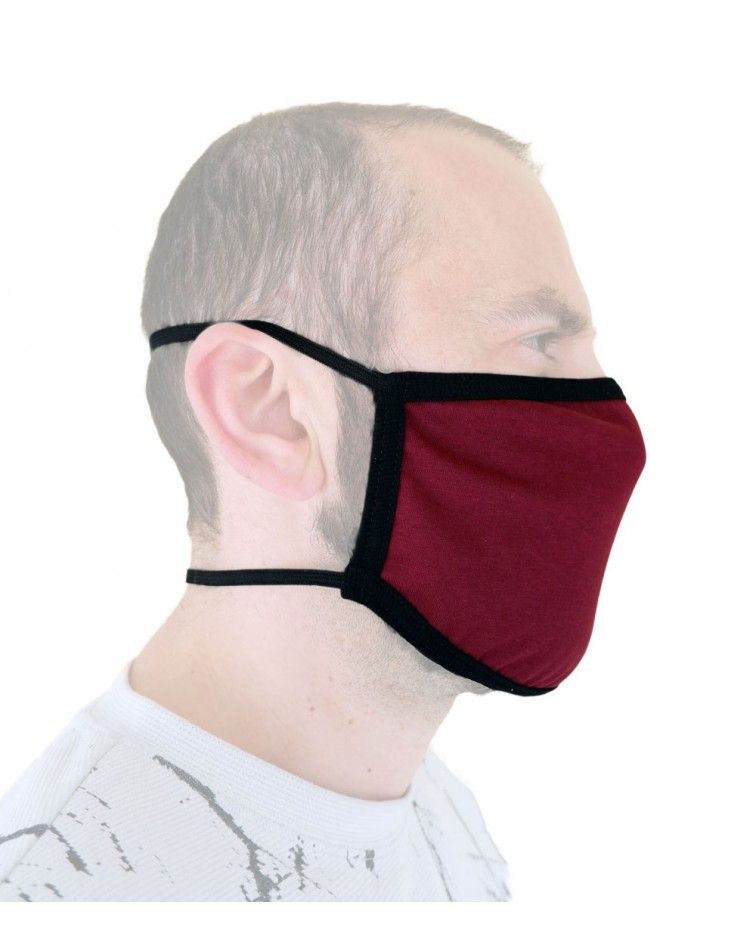 Επαγγελματική Βαμβακερή Υφασμάτινη Επαναχρησιμοποιούμενη προστατευτική Μάσκα με λάστιχο, βυσσινή