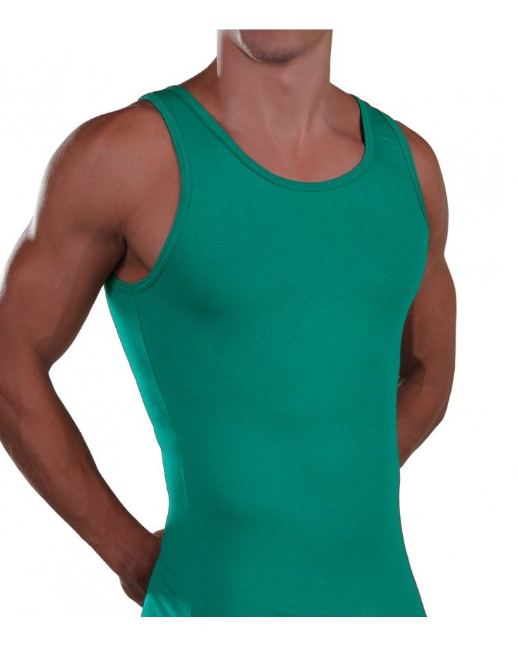 Men Tank Top, Cotton-Elastan, White