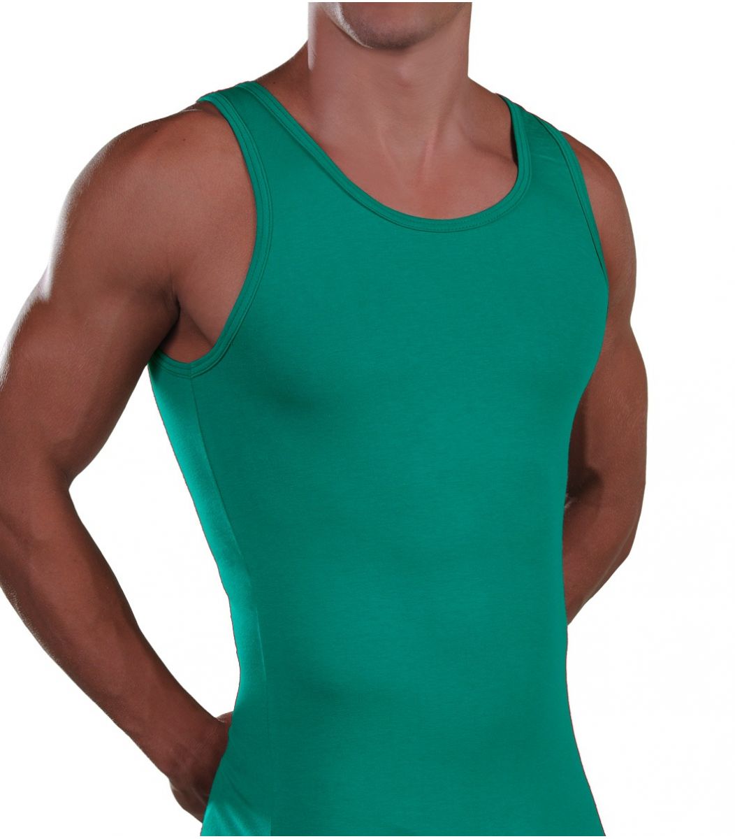 Men Tank Top, Cotton-Elastan, White