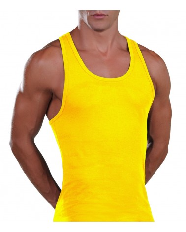 Men Tank Top, Cotton-Elastan, yellow