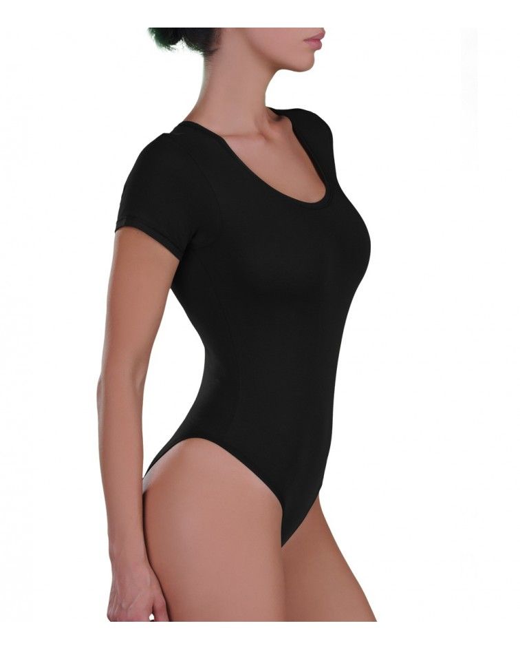 Body, open neck, blakc, micromodal