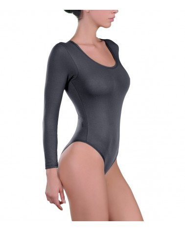 Body, sleeve, open neck, micromodal, grey