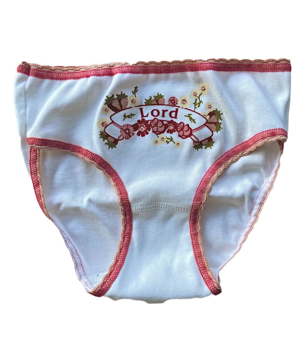 chirdern underwear girl panty, vintage print, cotton Color White